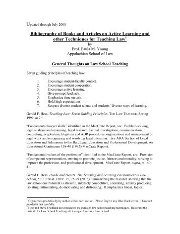 Bibliography of Books and Articles on Active Learning ... - TaxProf Blog