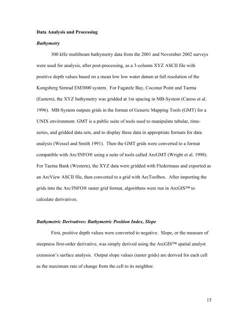 A Benthic Terrain Classification Scheme for American Samoa