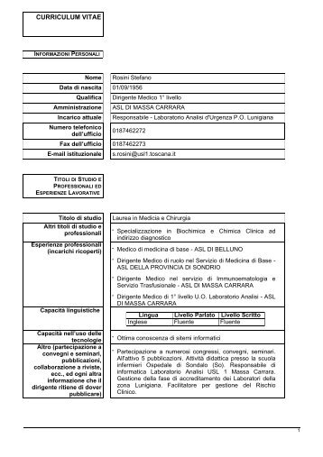 curriculum vitae - ASL 1 di Massa e Carrara