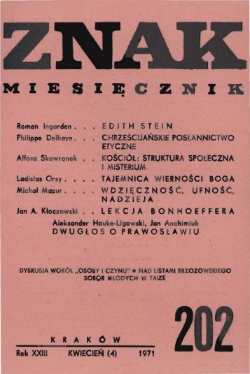 Nr 202, kwiecieÅ 1971 - Znak