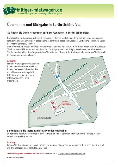 Ubernahme Und Ruckgabe In Berlin Tegel Billiger Mietwagen De