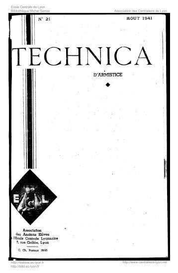 Revue Technica, annÃ©e 1941, numÃ©ro 21 - Histoire de l'Ãcole ...