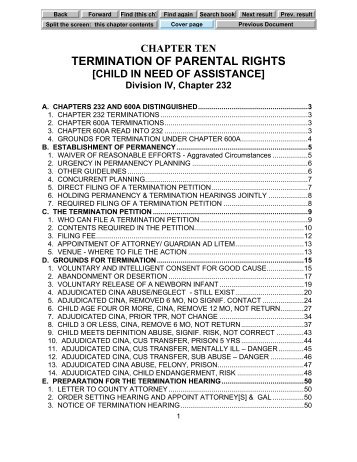 chapter ten -- termination of parental rights - Drake University Law ...