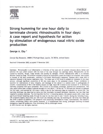 Strong humming for one hour daily - George Eby Research Institute