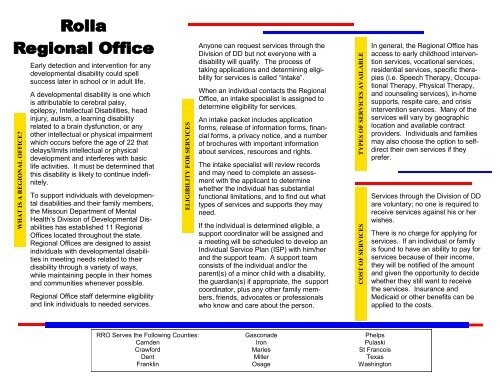 RRO brochure - Missouri Department of Mental Health