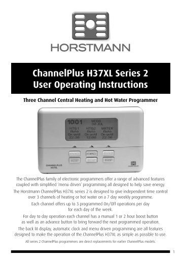 ChannelPlus H37XL Series 2 User Operating Instructions - Horstmann