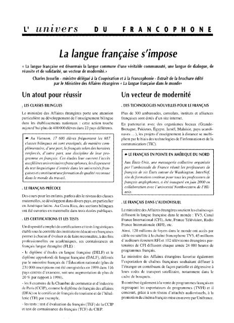 « On n'habite pas un pays, on habite une langue » - Fédération ...