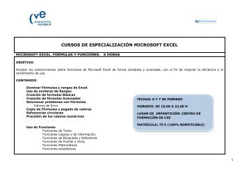 CURSOS DE ESPECIALIZACIÃN MICROSOFT EXCEL - CVE