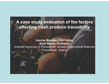 Traceability Assessment in the Greek Fresh Produce Sector