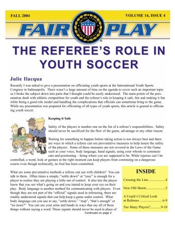 The Referee's Role in Youth Soccer, by Julie Iiacqua - Ohio Youth ...