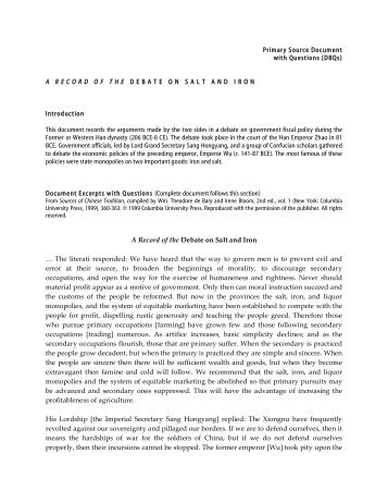 A Record of the Debate on Salt and Iron [PDF] - Asia for Educators ...