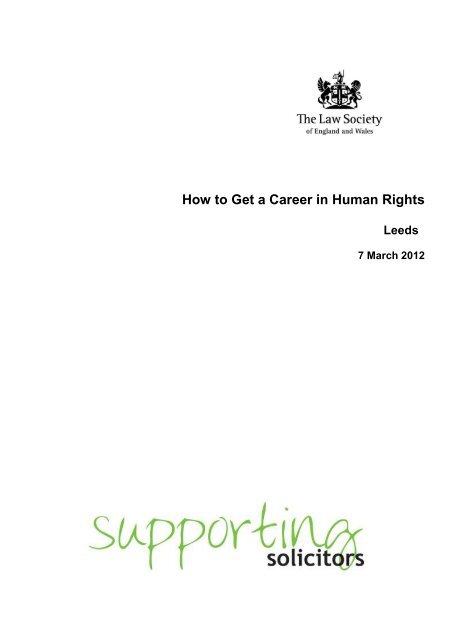 How to Get a Career in Human Rights - The Law Society ...