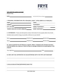 VOLUNTEER APPLICATION FORM - Frye Art Museum