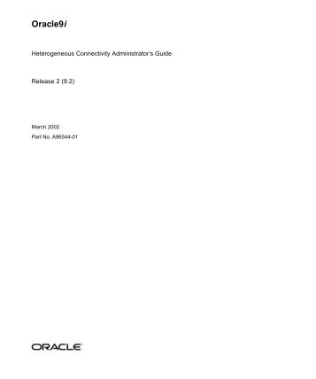 Oracle9i Heterogeneous Connectivity Administrator's Guide
