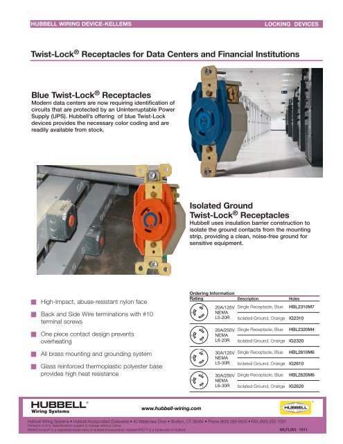 Isolated Ground Twist-Lock® Receptacles - Hubbell Wiring Device ...
