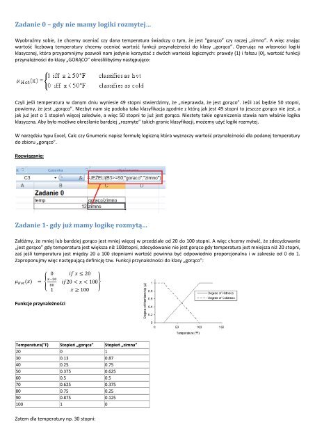 Zadania z logiki rozmytej
