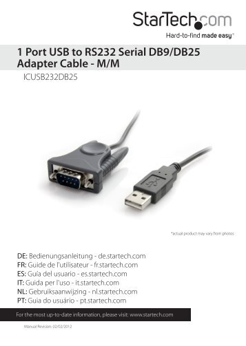 1 Port USB to RS232 Serial DB9/DB25 Adapter Cable - StarTech.com