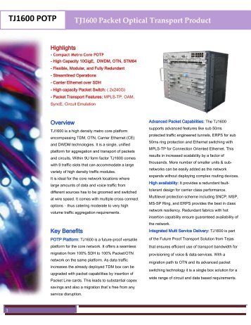 View product brochure - Tejas Networks