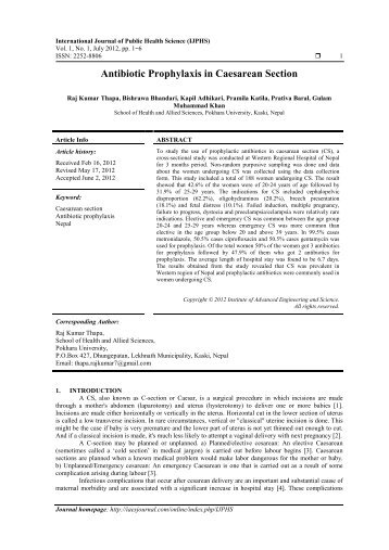 Antibiotic Prophylaxis in Caesarean Section - Pokhara University