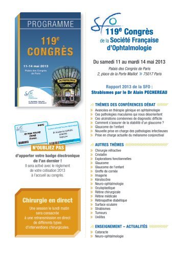 Programme en pdf - SociÃ©tÃ© FranÃ§aise d'Ophtalmologie