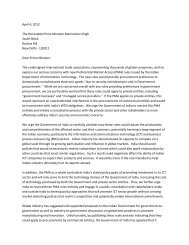 International multi-association letter to Prime Minister of India Singh ...