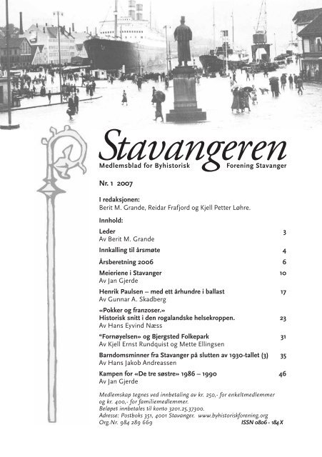 Stavangeren 1-2007.pdf - Byhistorisk forening