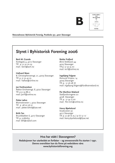 Stavangeren 1-2007.pdf - Byhistorisk forening