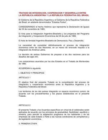 Tratado de IntegraciÃ³n, CooperaciÃ³n y Desarrollo entre Argentina y ...