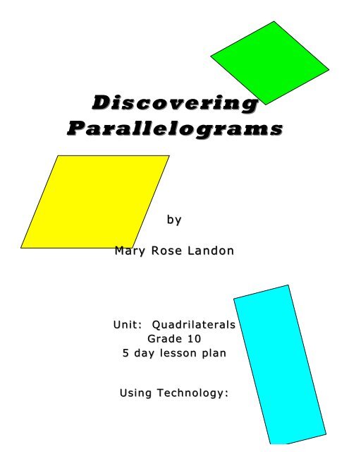 Discovering Discovering Parallelograms Parallelograms
