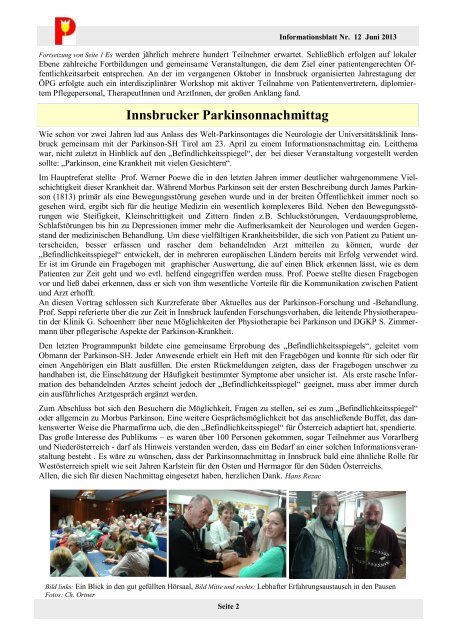 Informationsblatt Nr. 12 Juni 2013 - Parkinson Selbsthilfe Österreich