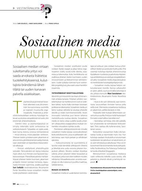 Sosiaalinen media muuttuu jatkuvasti - Akvamariini Porter Novelli