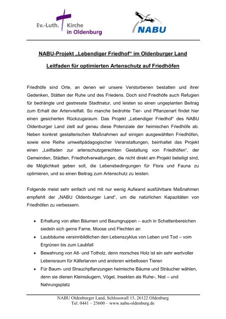 Leitfaden – Projekt Lebendiger Friedhof – Artenschutz im ...