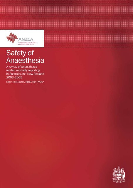 Safety of Anaesthesia in Australia - Australian and New Zealand ...