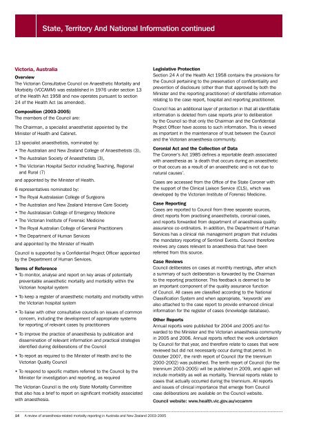 Safety of Anaesthesia in Australia - Australian and New Zealand ...