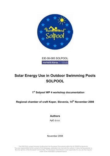 Solar Energy Use in Outdoor Swimming Pools SOLPOOL