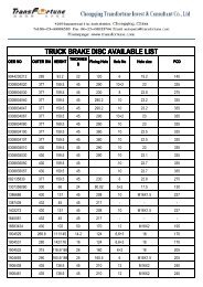 Truck Brake Disc available list - Transfortune