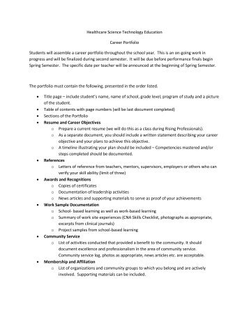 Healthcare Career Portfolio Assignment