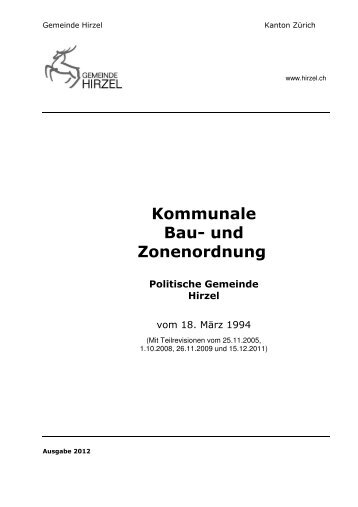 Kommunale Bau- und Zonenordnung - Gemeinde Hirzel