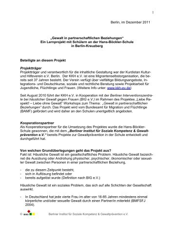 Workshop Bericht (PDF) - Berliner Institut fÃ¼r Soziale Kompetenz ...