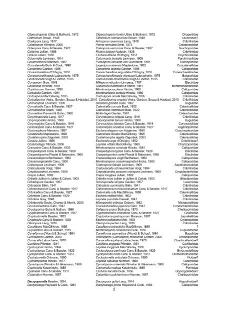 GENERA AND SUBGENERA OF CHEILOSTOME BRYOZOA ...