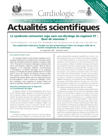 Le syndrome coronarien aigu sans sus-dÃ©calage du segment ST