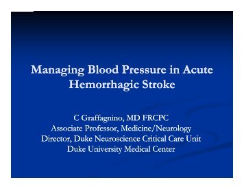 Selecting an Antihypertensive Agent Carmen Graffagnino, MD