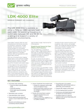 LDK 4000 Elite Single-Format HD Camera Data Sheet - Grass Valley