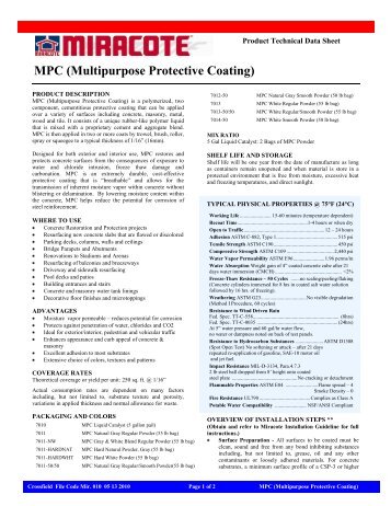 Multipurpose Protective Coating (MPC) - Miracote