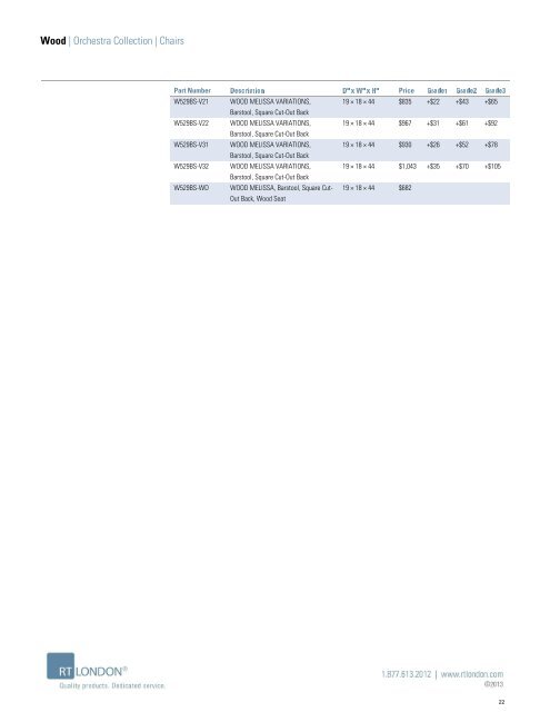 2013 | Orchestra Collection | Price List - RT London