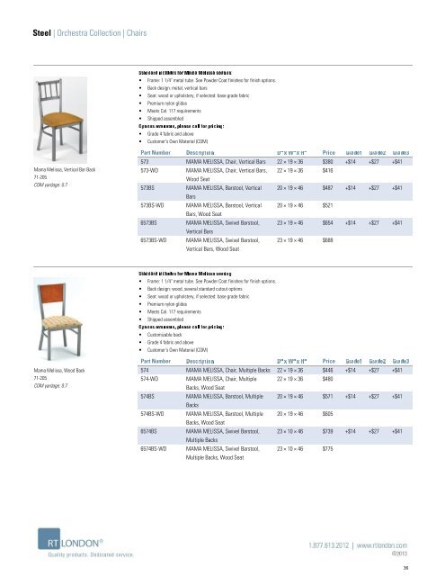 2013 | Orchestra Collection | Price List - RT London