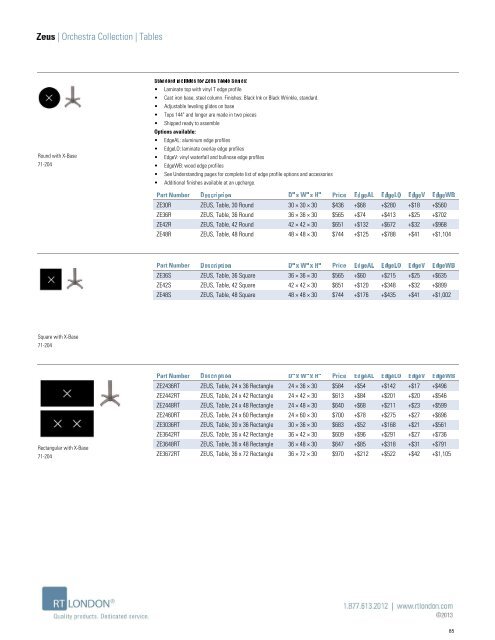 2013 | Orchestra Collection | Price List - RT London