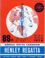 1970 - the Royal Canadian Henley Regatta Databases