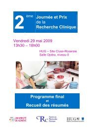 JournÃ©e et Prix de la Recherche Clinique Programme final Recueil ...