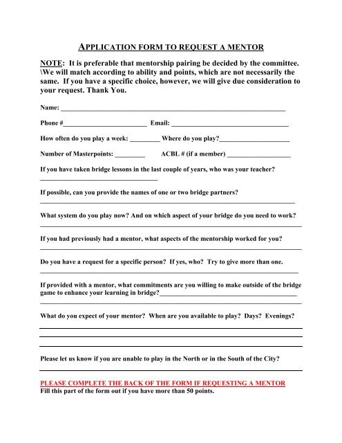 APPLICATION FORM TO REQUEST A